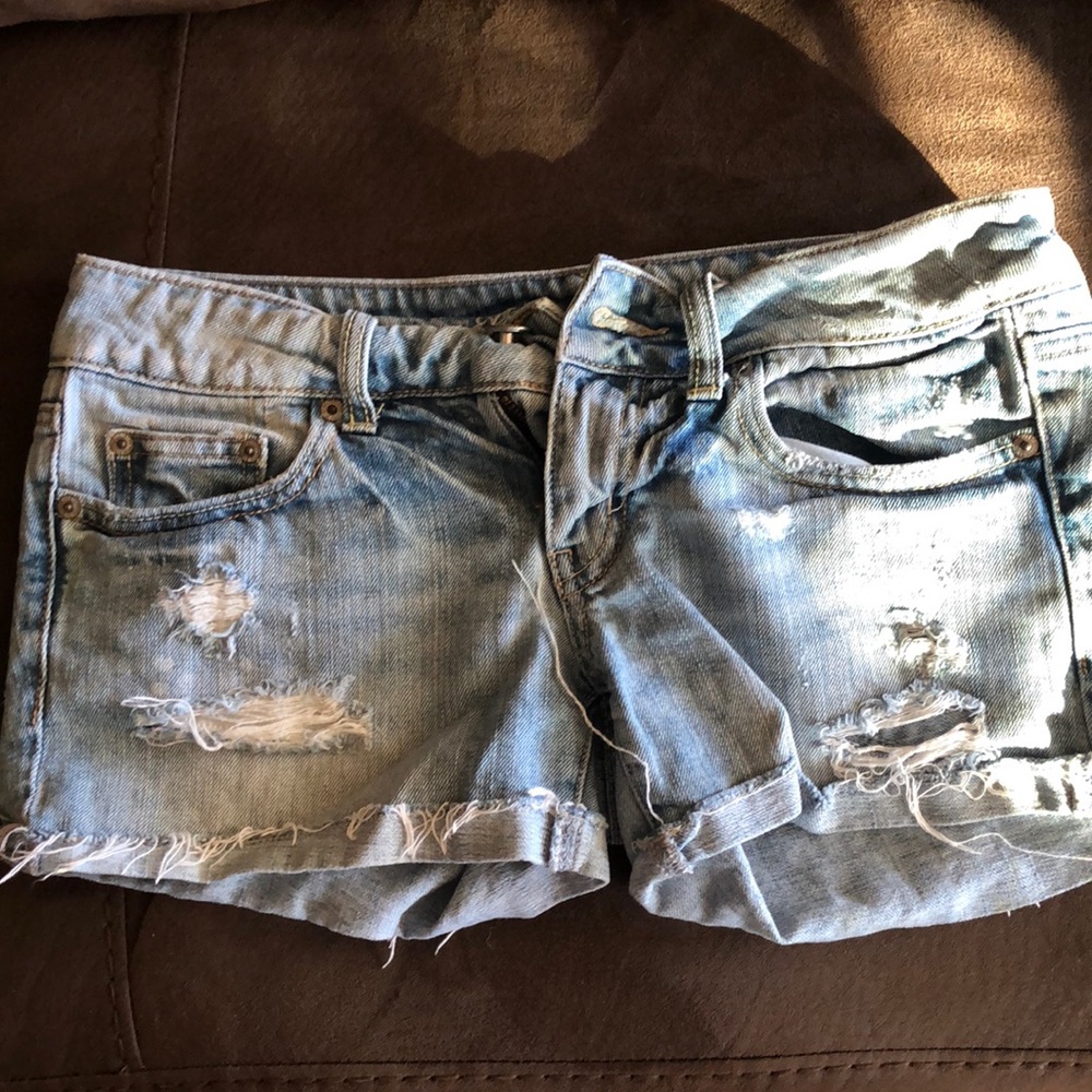 America Eagle Distressed jean shorts.